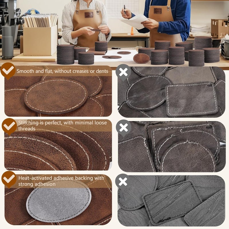 MAPRIAL 80 Pack Blank Leatherette Patches with Adhesive, Oval Laser Engravable Faux Leather Patch for Hats Custom, Fabric Repair Sew, Engraving Materials, Gifts, DIY (Rustic, 3 x 2 in) - Image 3